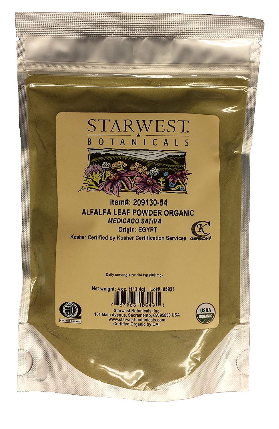 Starwest Botanicals Alfalfa Leaf Organic Powder 4 oz