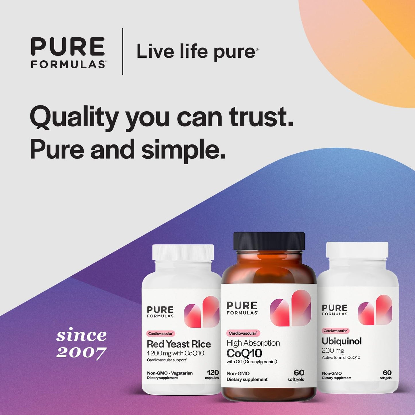 PureFormulas CoQ10 Supplement for Heart Health, Enhanced Absorption with Geranylgeraniol (gg-Gold), Dairy-Free, Gluten-Free, Non-GMO, Supports Cellular Energy & Mitochondrial Function, 60 Softgels