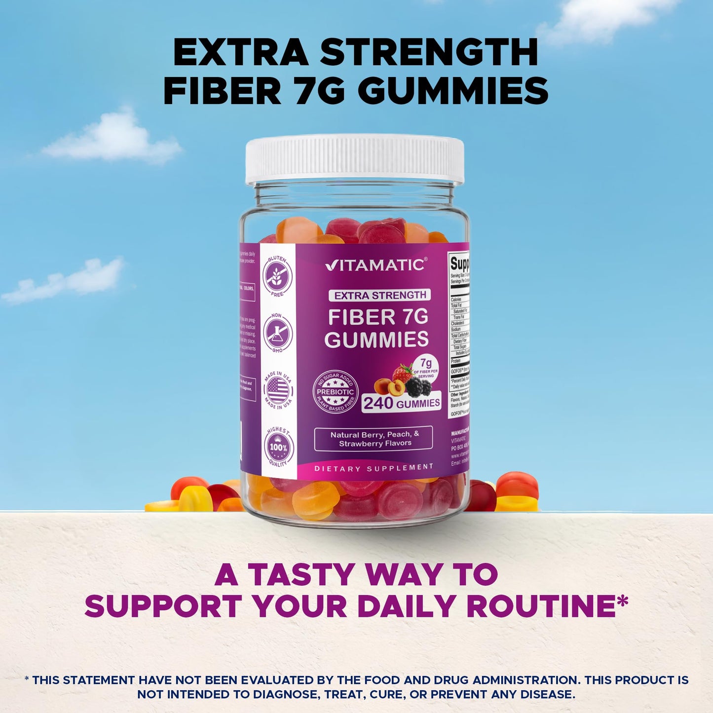 Vitamatic Prebiotic Fiber Gummies Gummy 240 Count