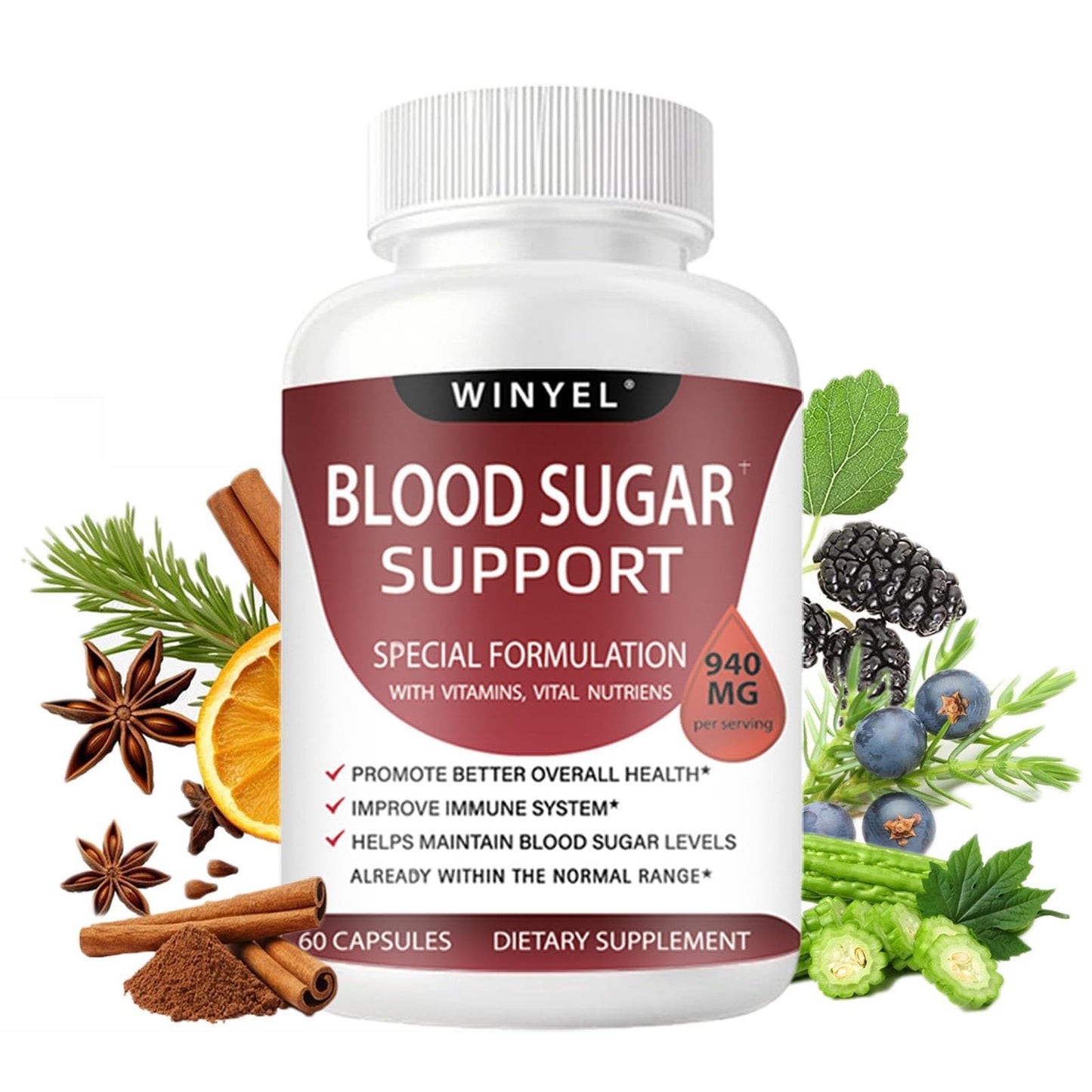 WINYEL Blood Sugar Complex Supplement Capsule, 60 Capsules