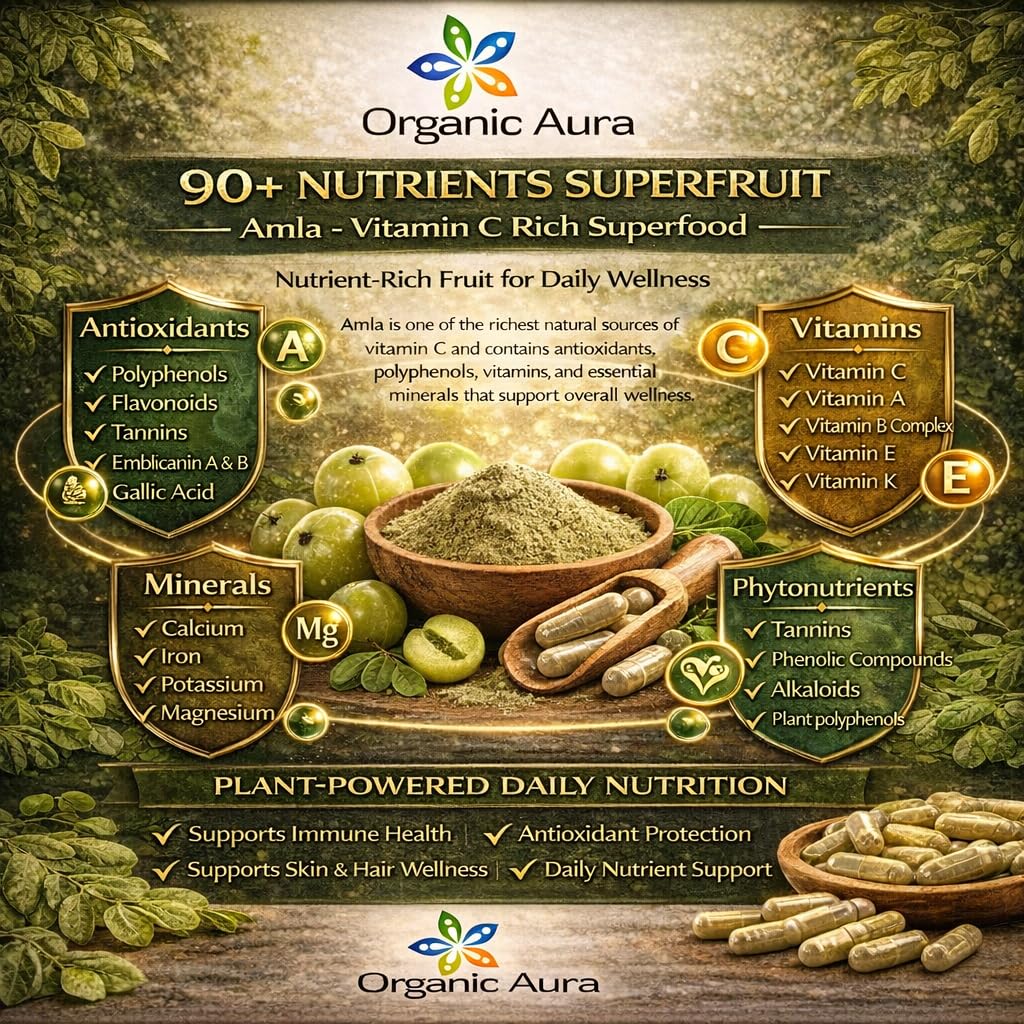 Organic Aura International Amla 1500mg Capsule, 120 Count