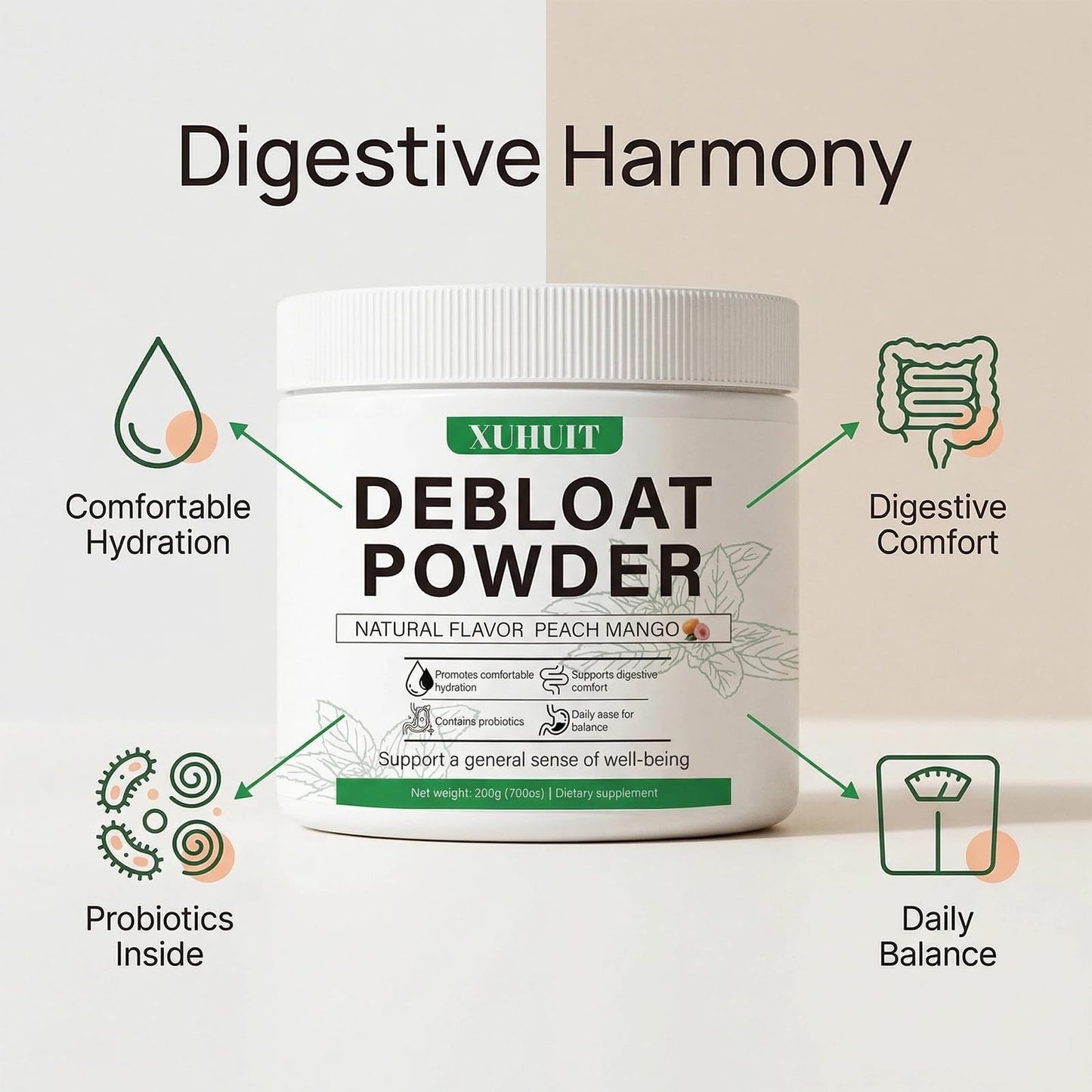 YFDSRF Digestive Support Powder for Occasional Bloating Relief, 7.05 oz