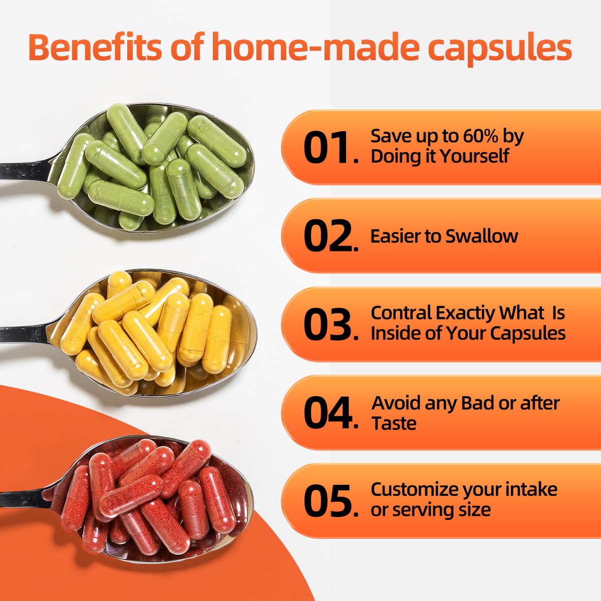 CAPSLogist Vegan Empty Capsules Size 1, 1000 Count, Clear