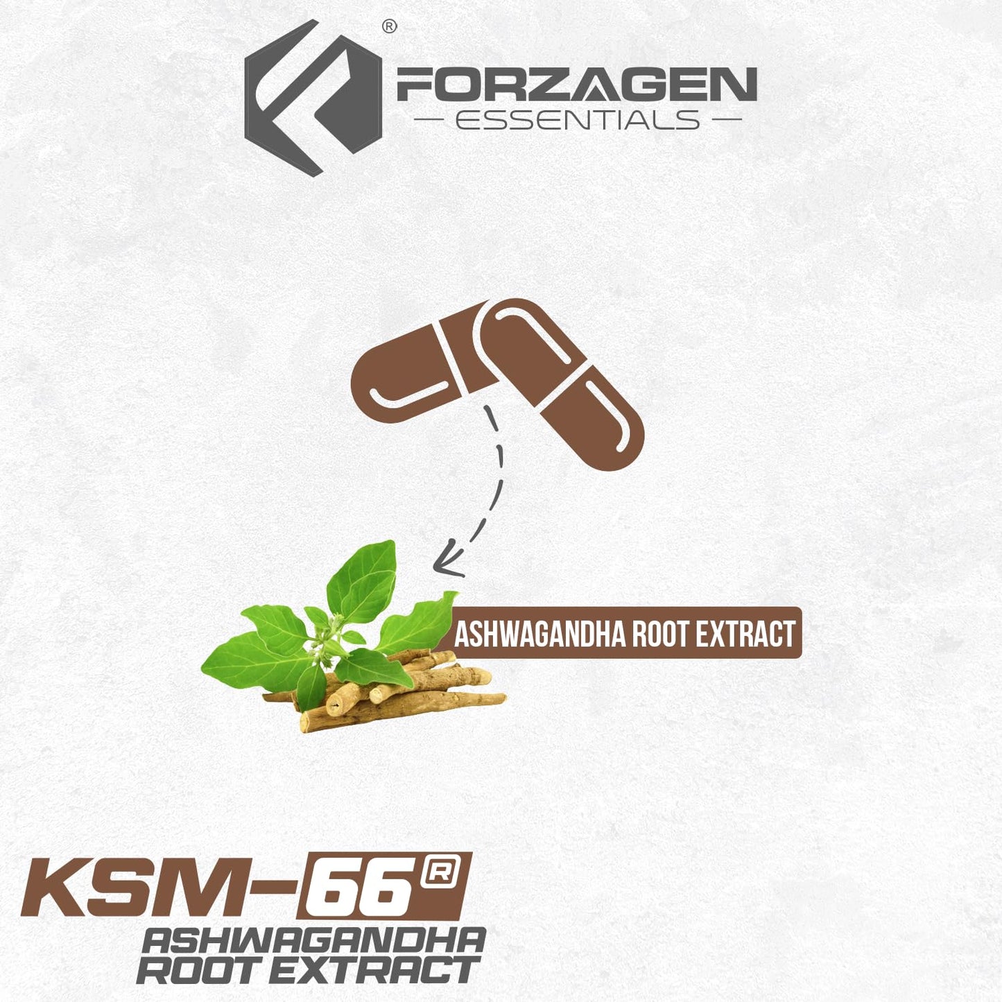 Forzagen KSM-66 Ashwagandha Root Extract Capsules 600mg, 60 Count