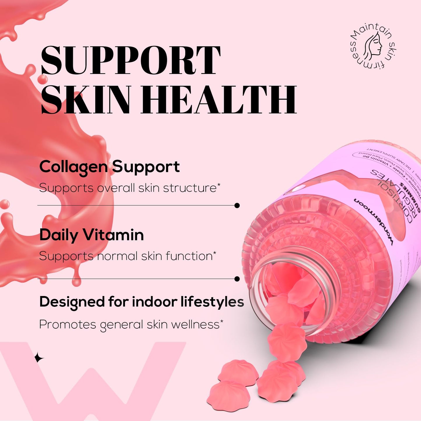 Wondermoon Women's Collagen Gummies with Vitamin C, Biotin & Zinc, 60 Gummies