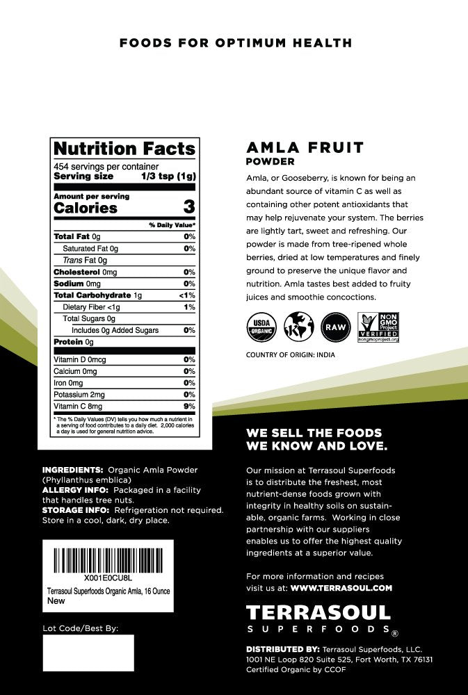 Terrasoul Superfoods Organic Amla Powder (Amalaki), 64 oz (Pack of 4)