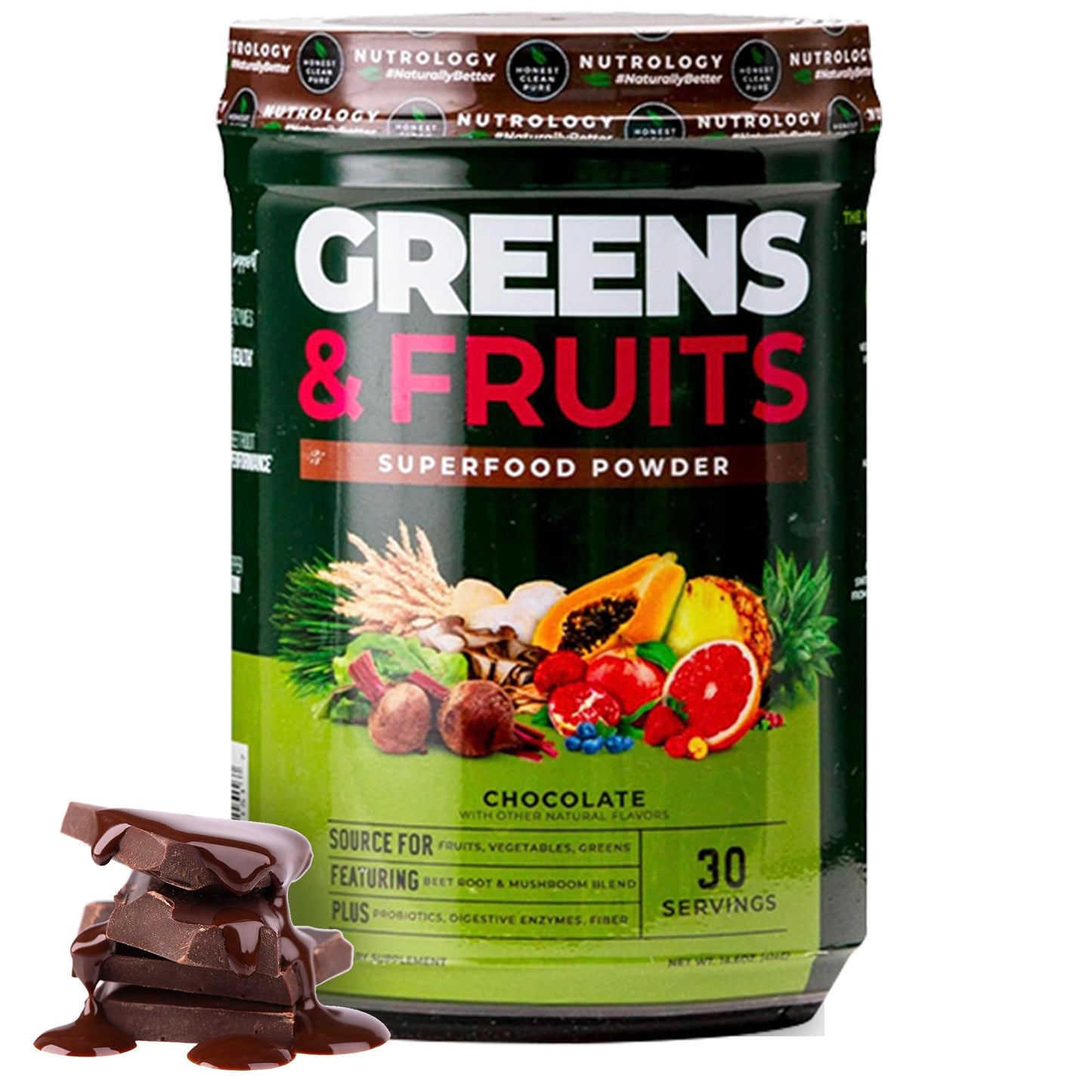 Nutrology Greens & Fruits Powder Chocolate 14.1 oz