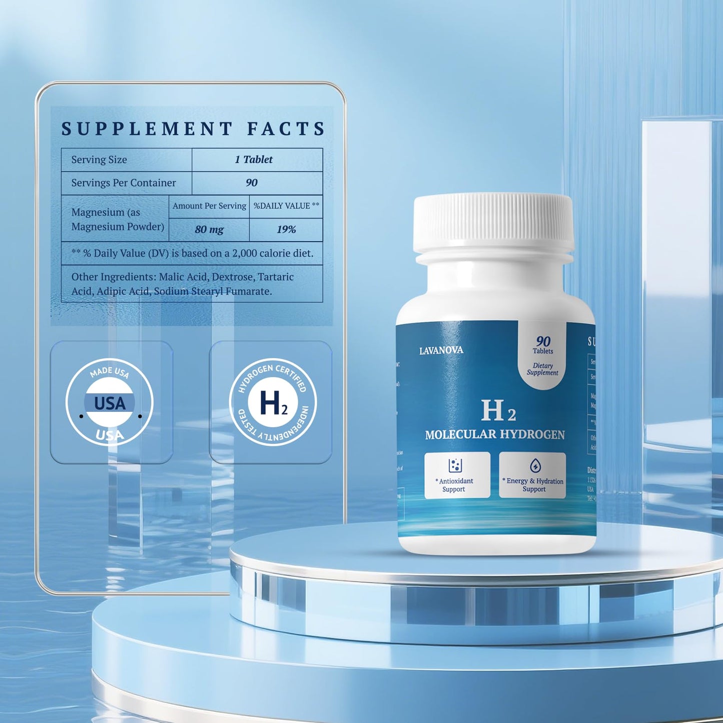 LAVANOVA Hydrogen Water Tablets with Magnesium - 90 Tablets