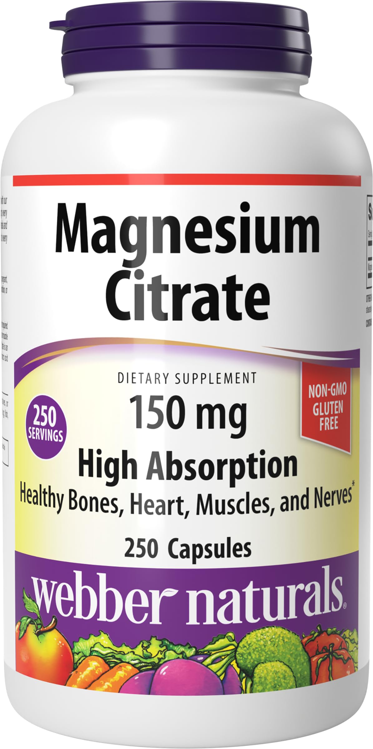Webber Naturals Magnesium Citrate 150 mg Capsules, 250 Count