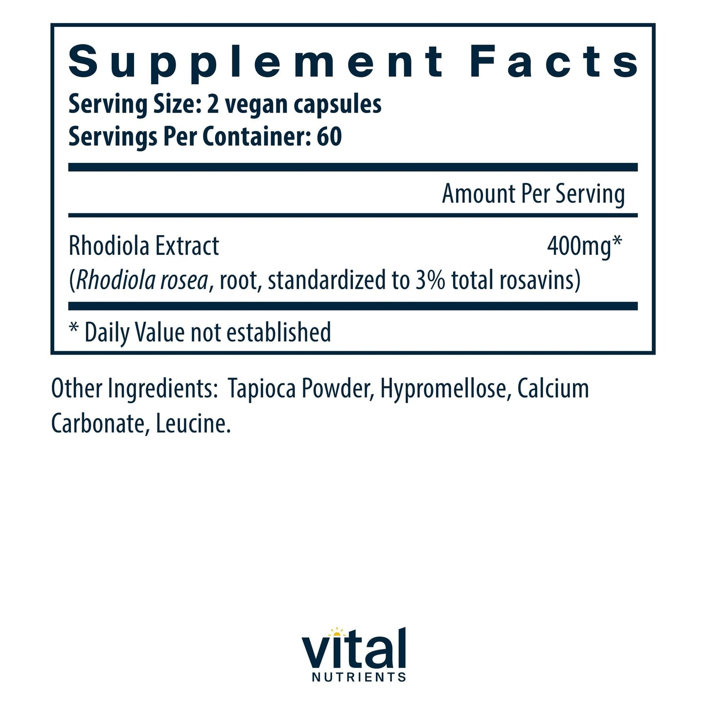 Vital Nutrients Rhodiola Rosea 120 Capsules