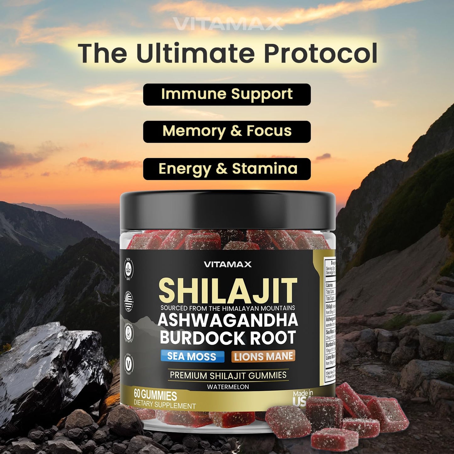 Vitamax Pure Shilajit Gummies 60 Count