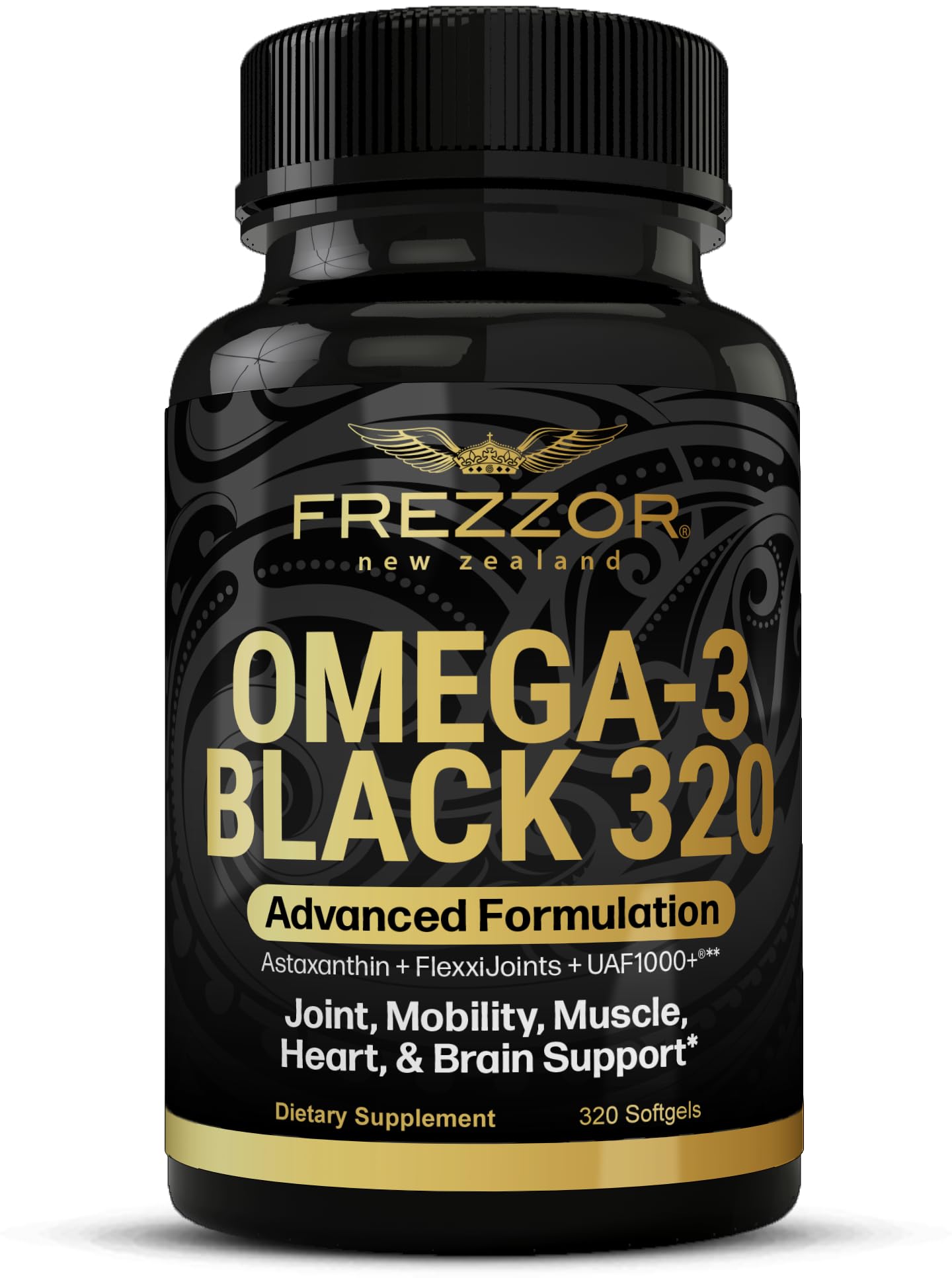 FREZZOR Omega 3 Black - Green Lipped Mussel Oil Softgel, 320 Count