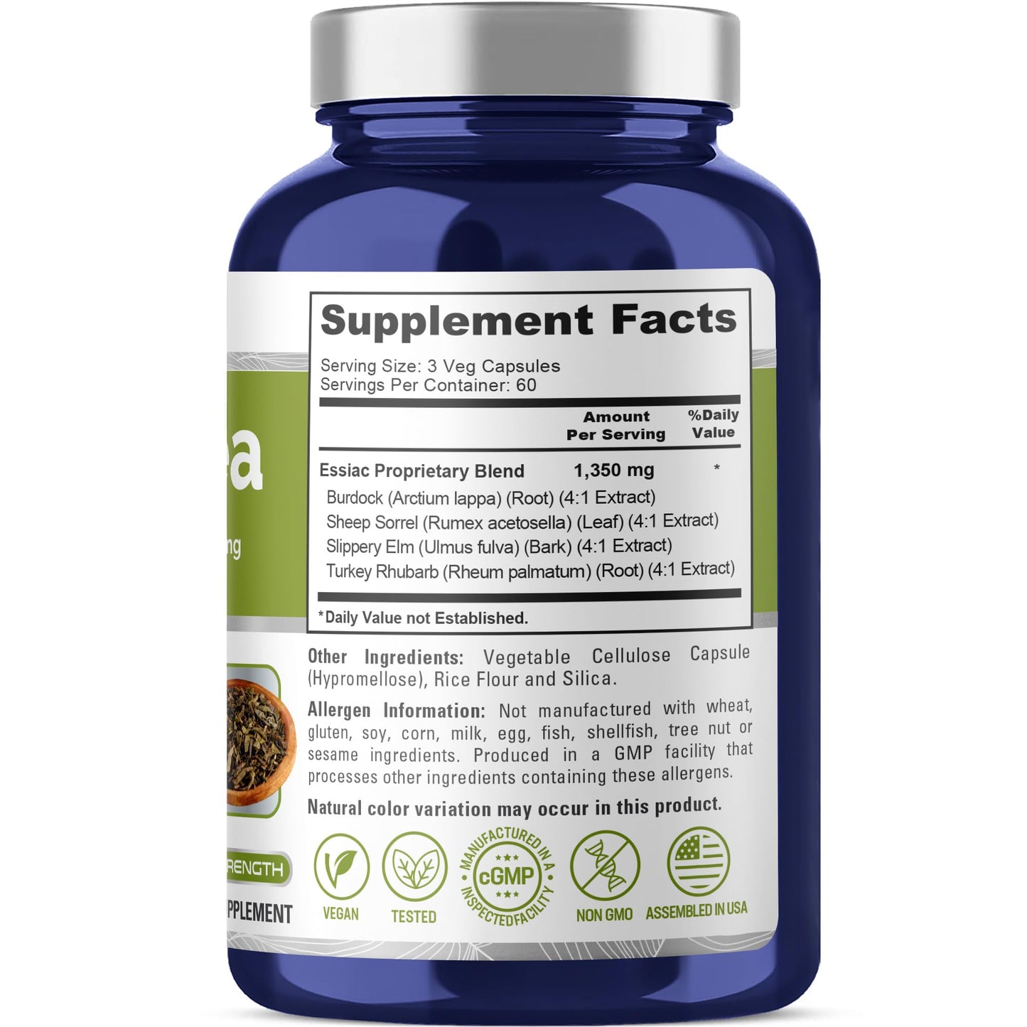 NusaPure Essiac Tea 1350 mg Capsule 180 Count