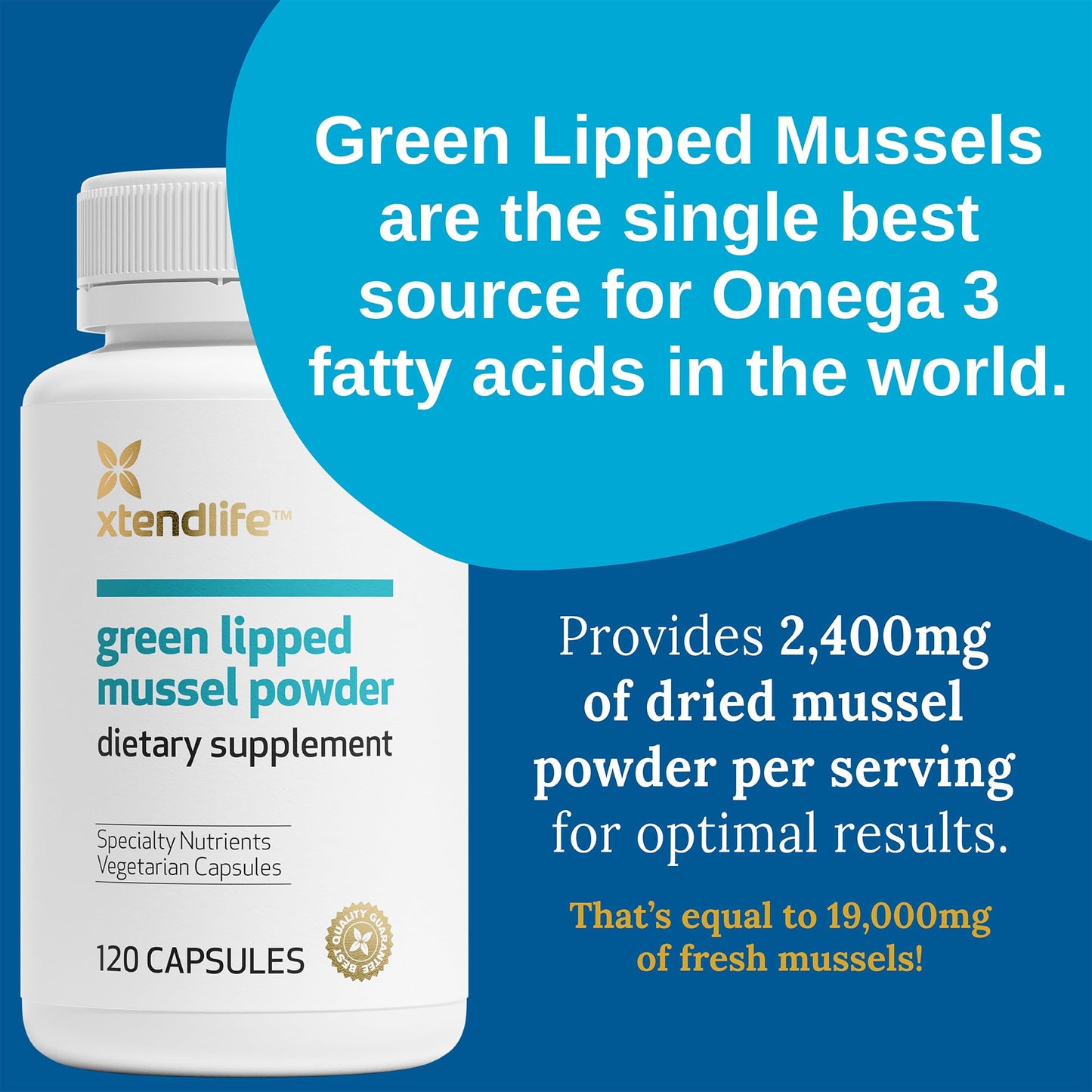 Xtendlife Green Lipped Mussel Supplement Capsules 120 Count