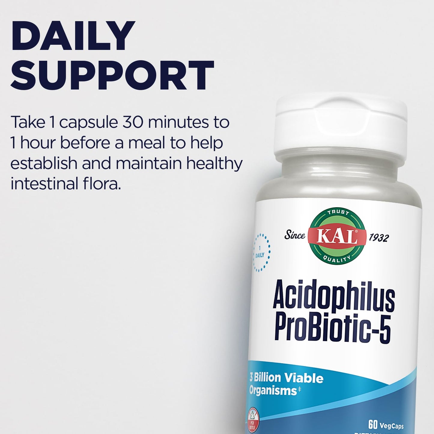 KAL Acidophilus Probiotic-5 Capsule, 60 Count
