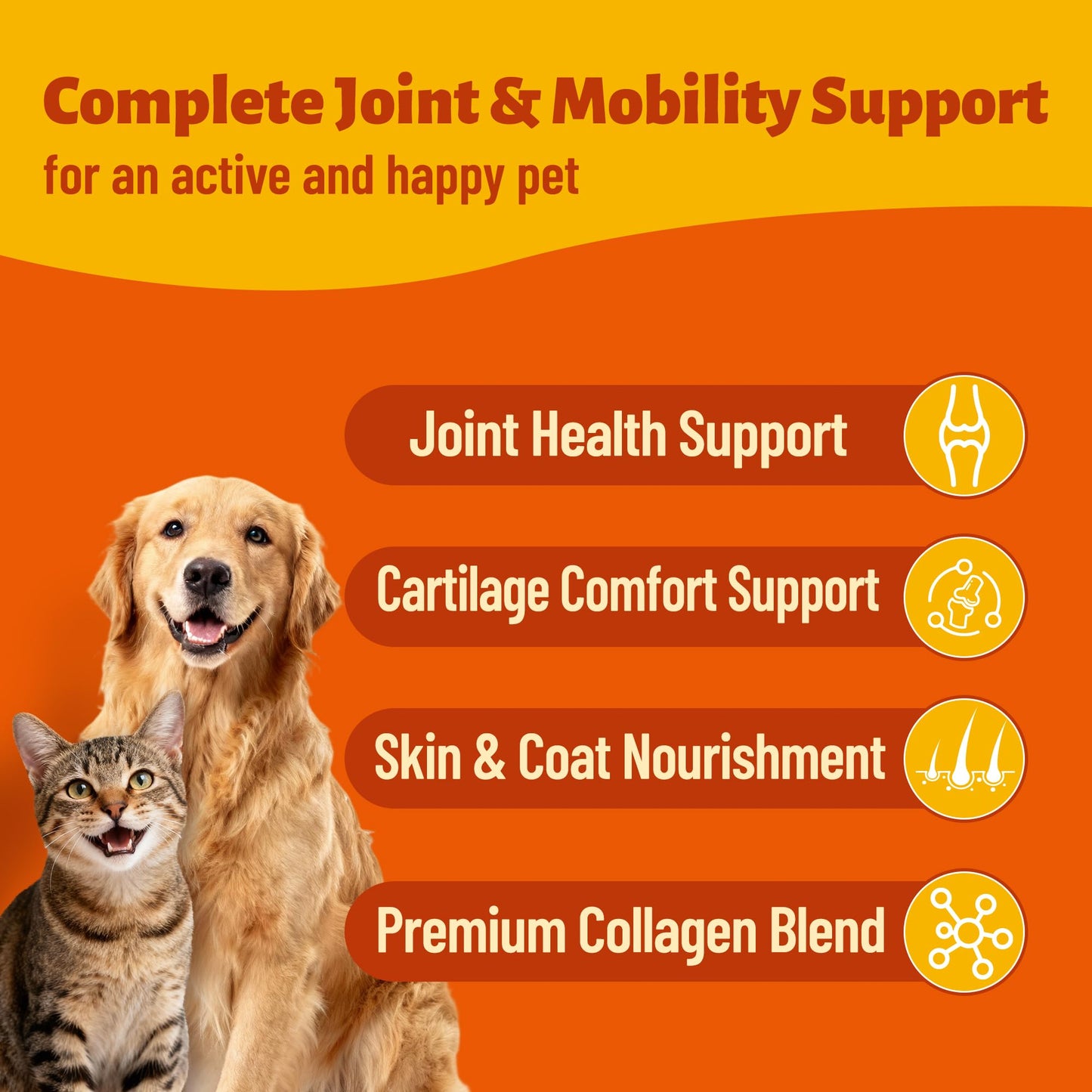 MULTIBITES 5X Collagen Powder for Dogs & Cats – Hip & Joint Supplement with MSM, Hyaluronic Acid & Marine Collagen, Chicken Flavor Food Topper, 110 Servings