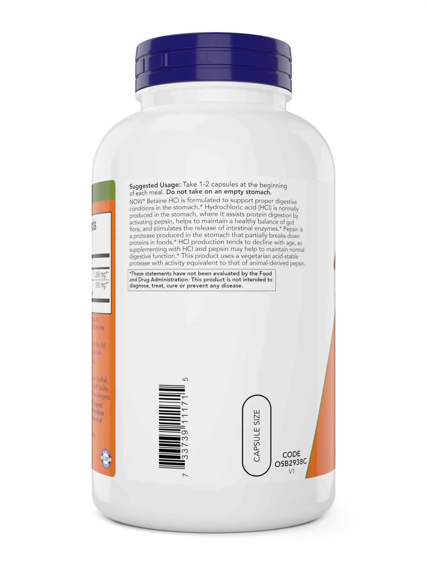 NOW Foods Betaine HCl 648mg Veg Capsules, 480 Capsules