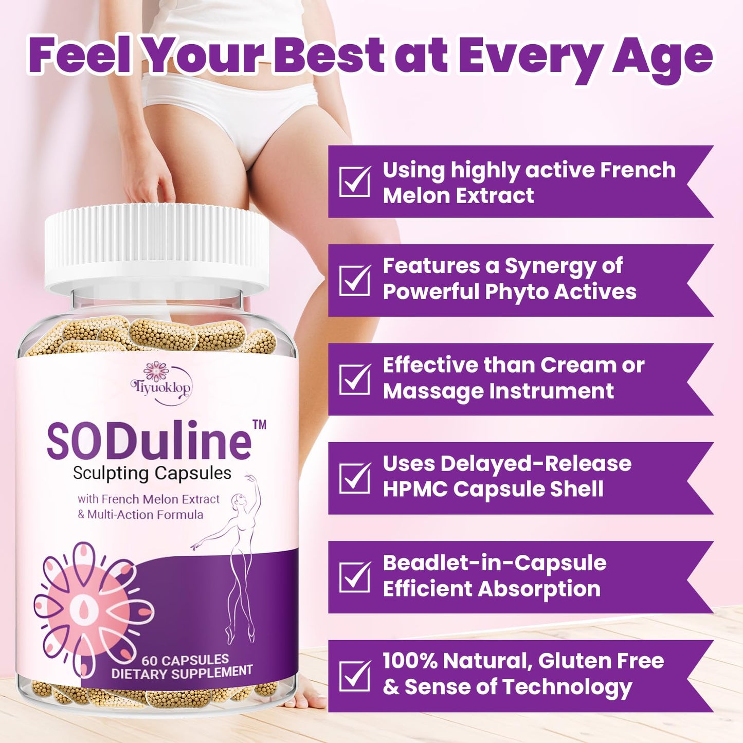 Tiyuoklop SODuline Sculpting Capsules with French Melon SOD & Phyto Beadlets, 240 Count