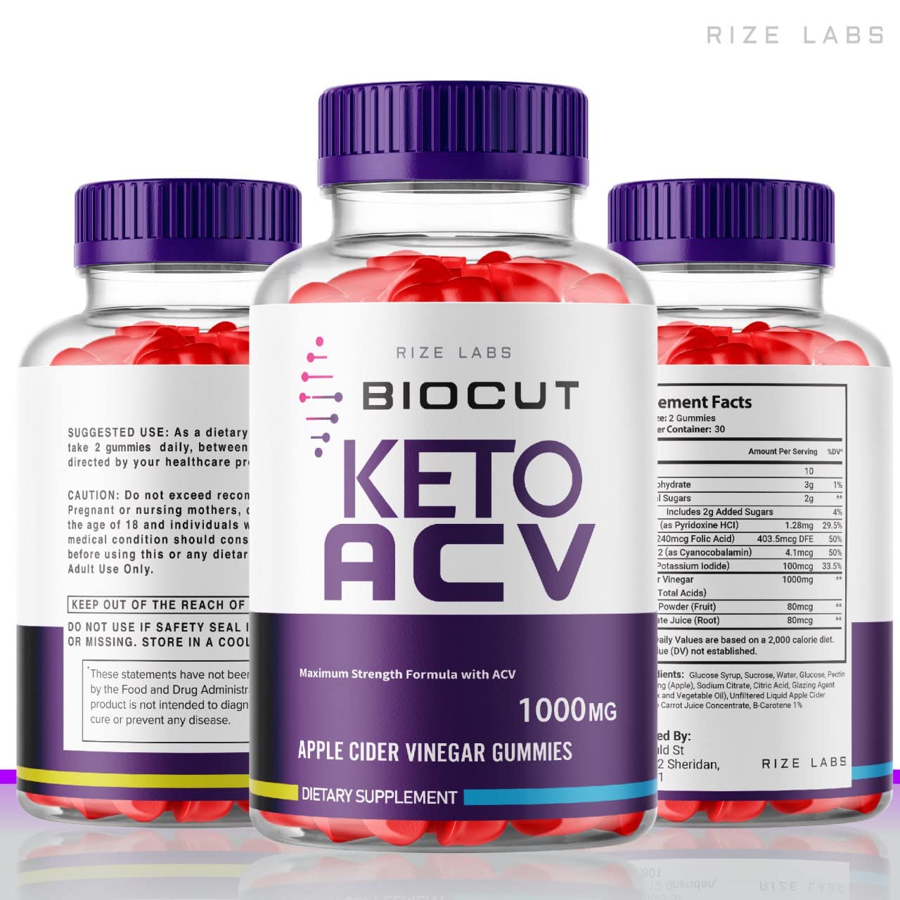 Rize Labs Biocut Keto ACV Gummies 180 Gummies