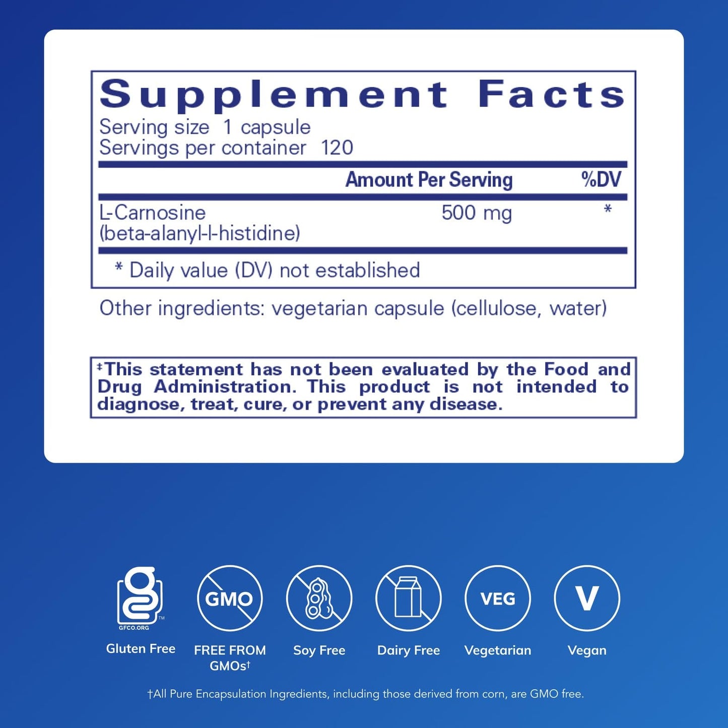 Pure Encapsulations L-Carnosine 120 Capsules