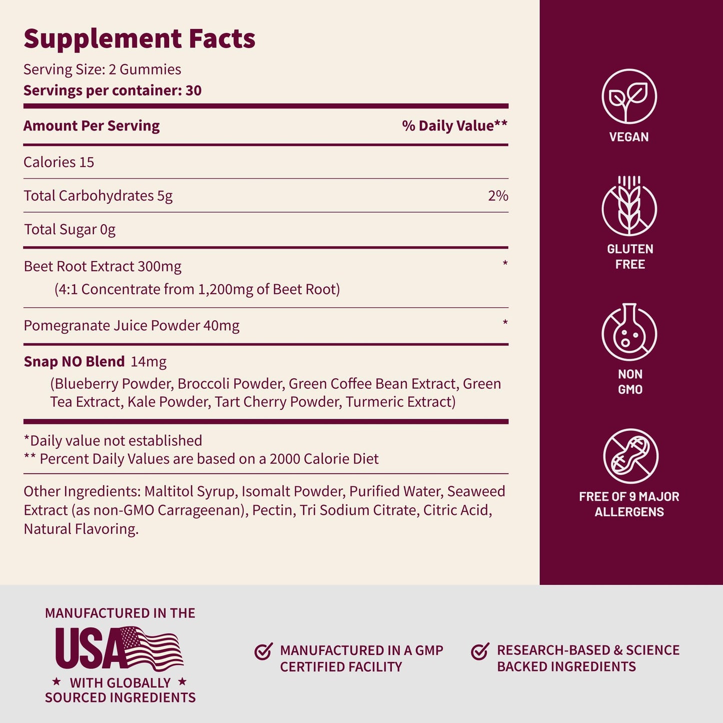 Snap Supplements Nitric Oxide Gummies, 60 Count