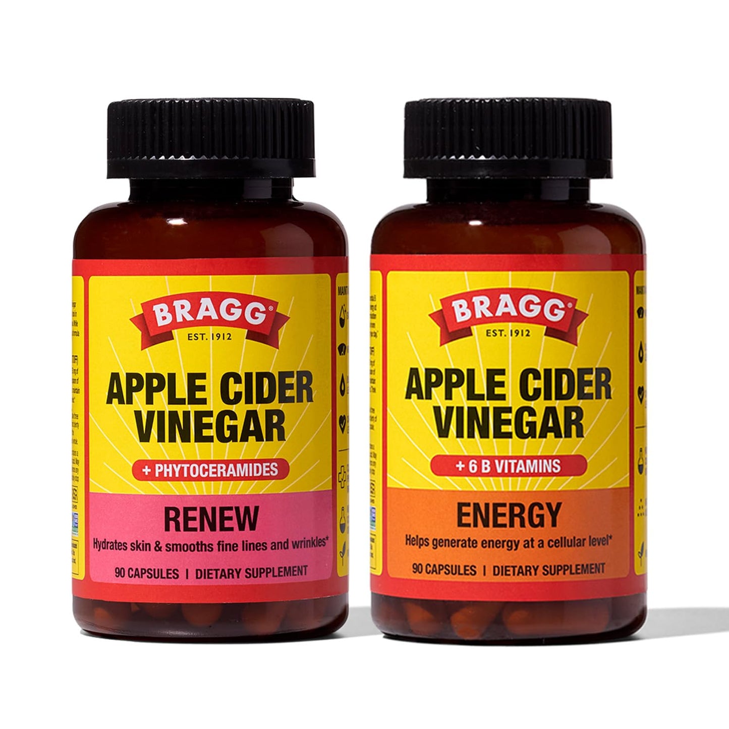 Bragg Apple Cider Vinegar Capsules with Phytoceramides and B Vitamins, 180 Capsules