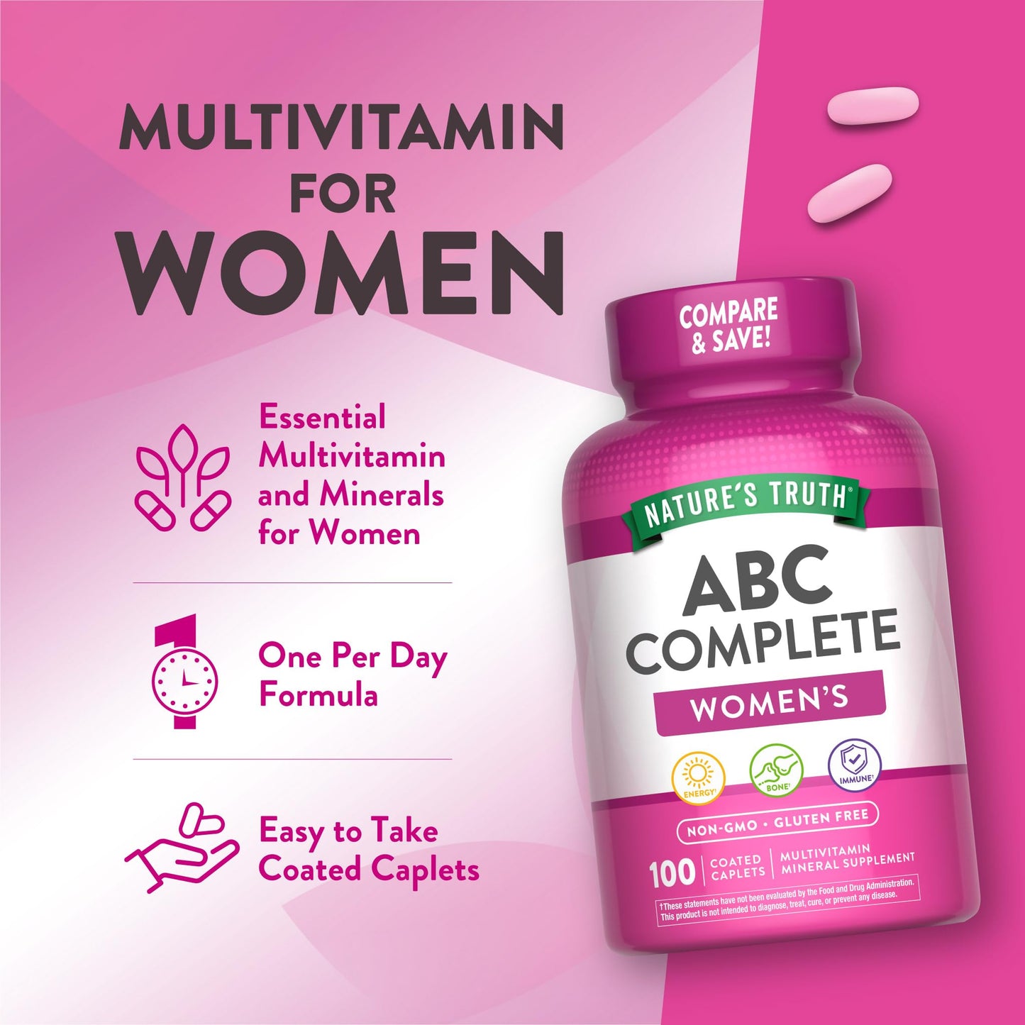 Nature's Truth Multivitamin for Women with Iron Caplets, 100 Count
