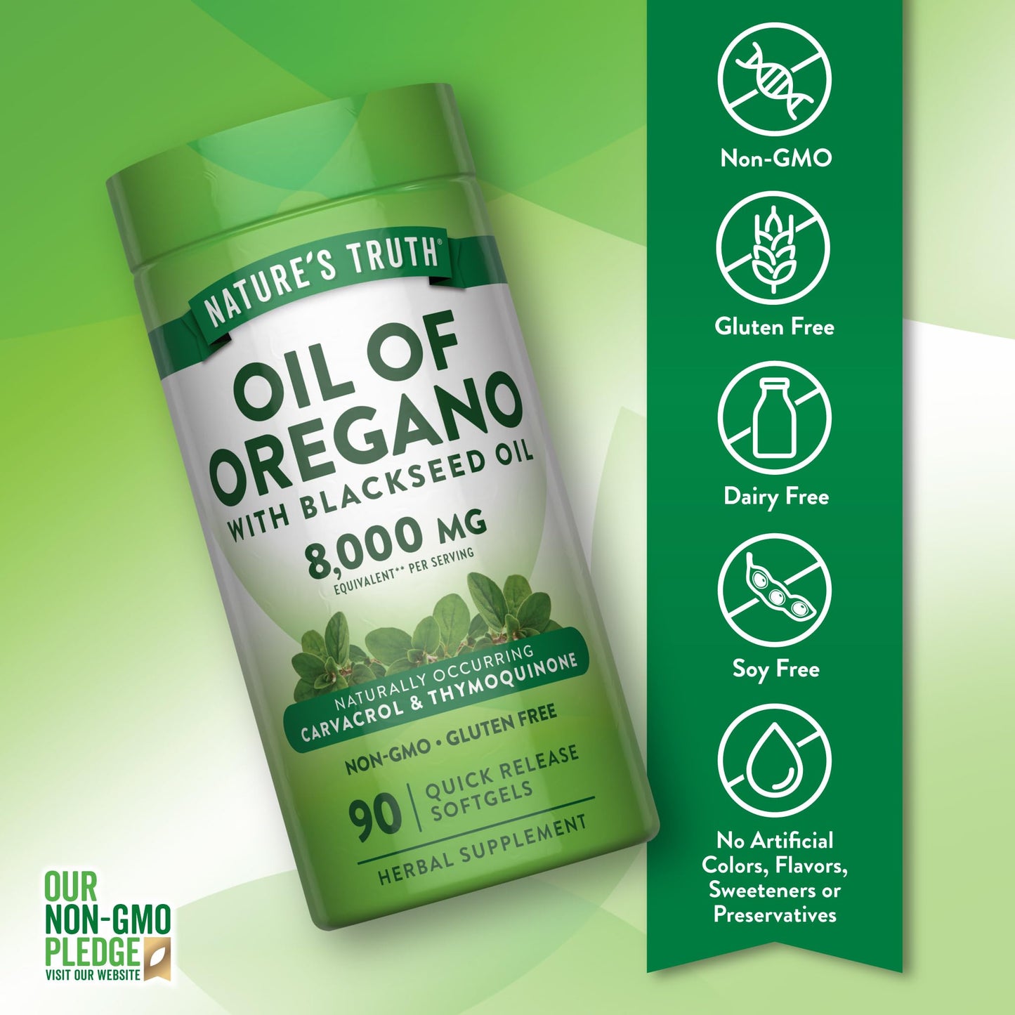 Nature's Truth Oil of Oregano Softgels with Black Seed Oil, 90 Softgels