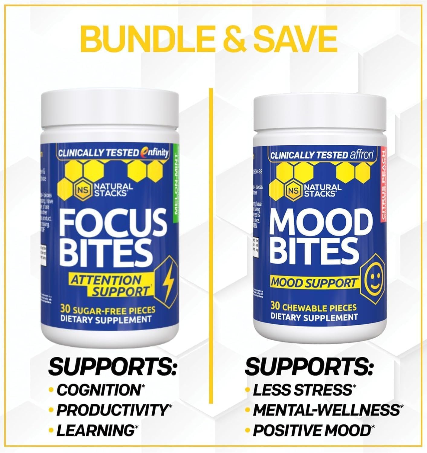Natural Stacks Mood Bites Saffron Supplement with Vitamin B3, Citrus Peach Capsule, 30 Count