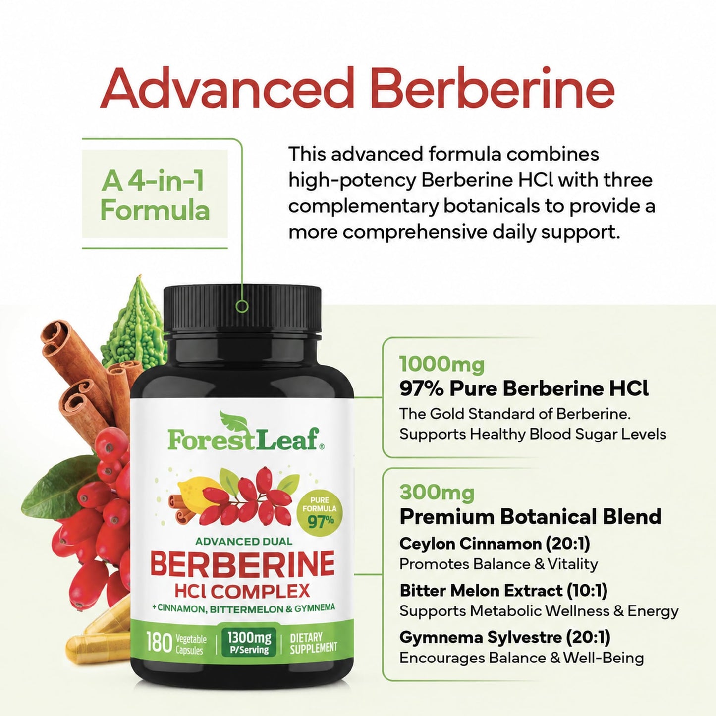 ForestLeaf Berberine Supplement Capsule 180 Capsules