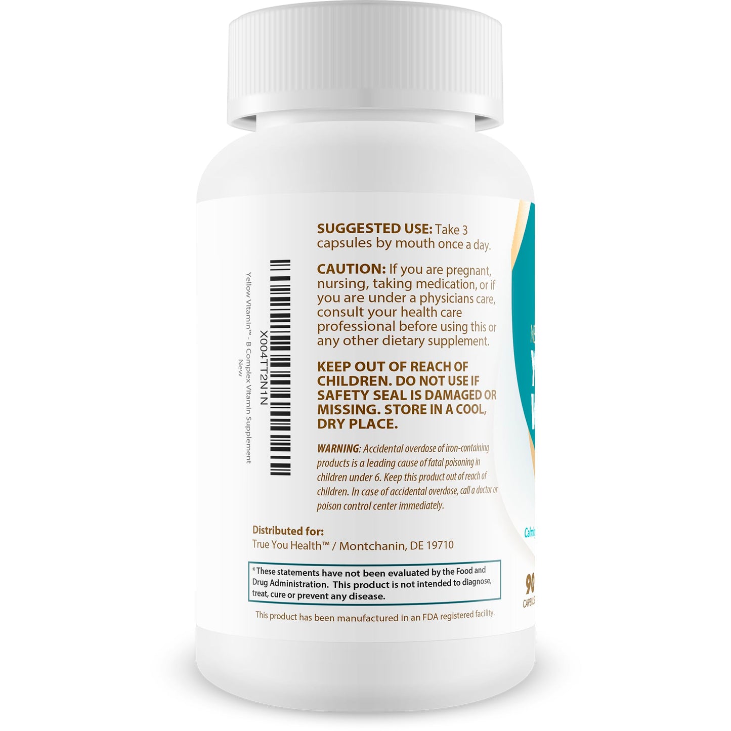True You Health Vitamin B Complex Nerve Support Capsule, 90 Count