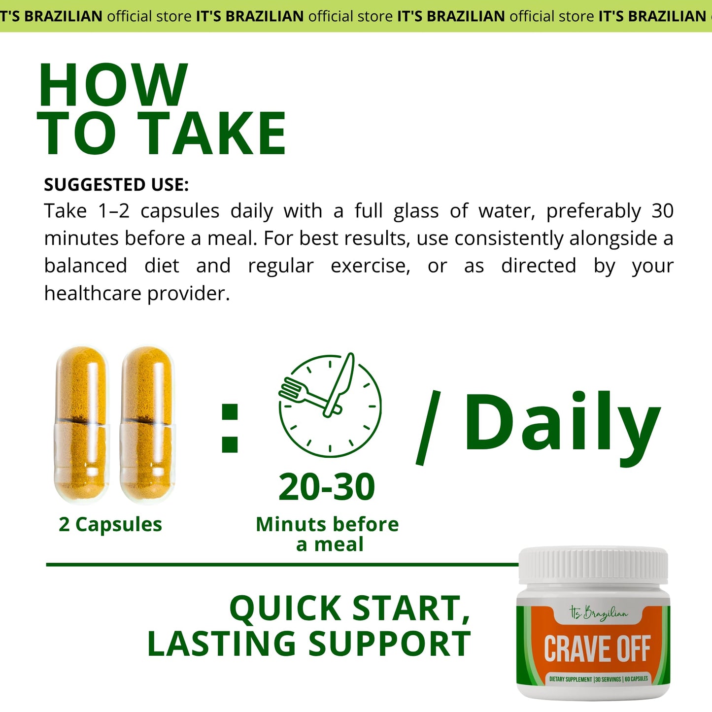 IT'S BRAZILIAN Crave-Off Metabolism Support Capsules 60 Capsules