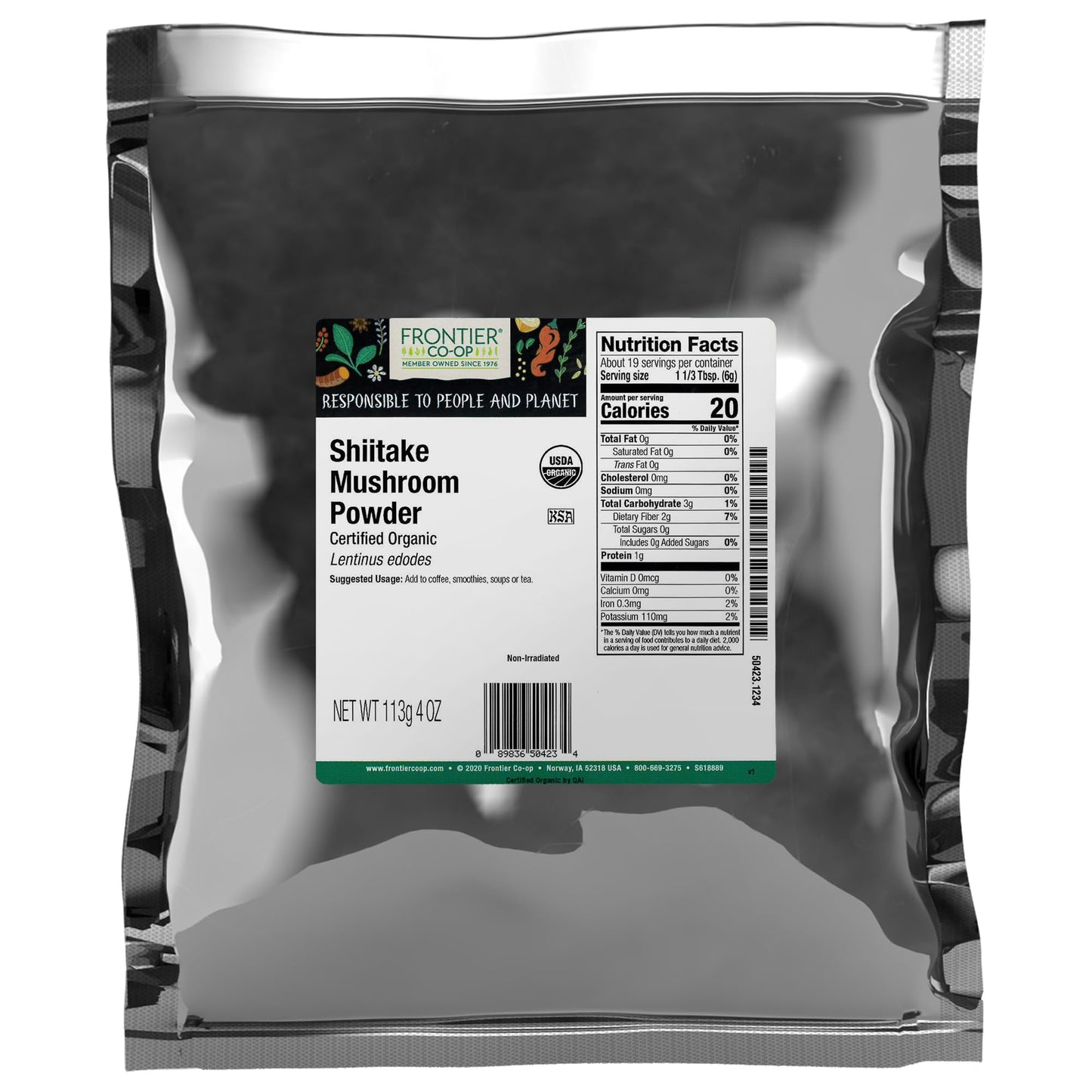 Frontier Co-op Premium Organic Shiitake Mushroom Powder 4 Ounce