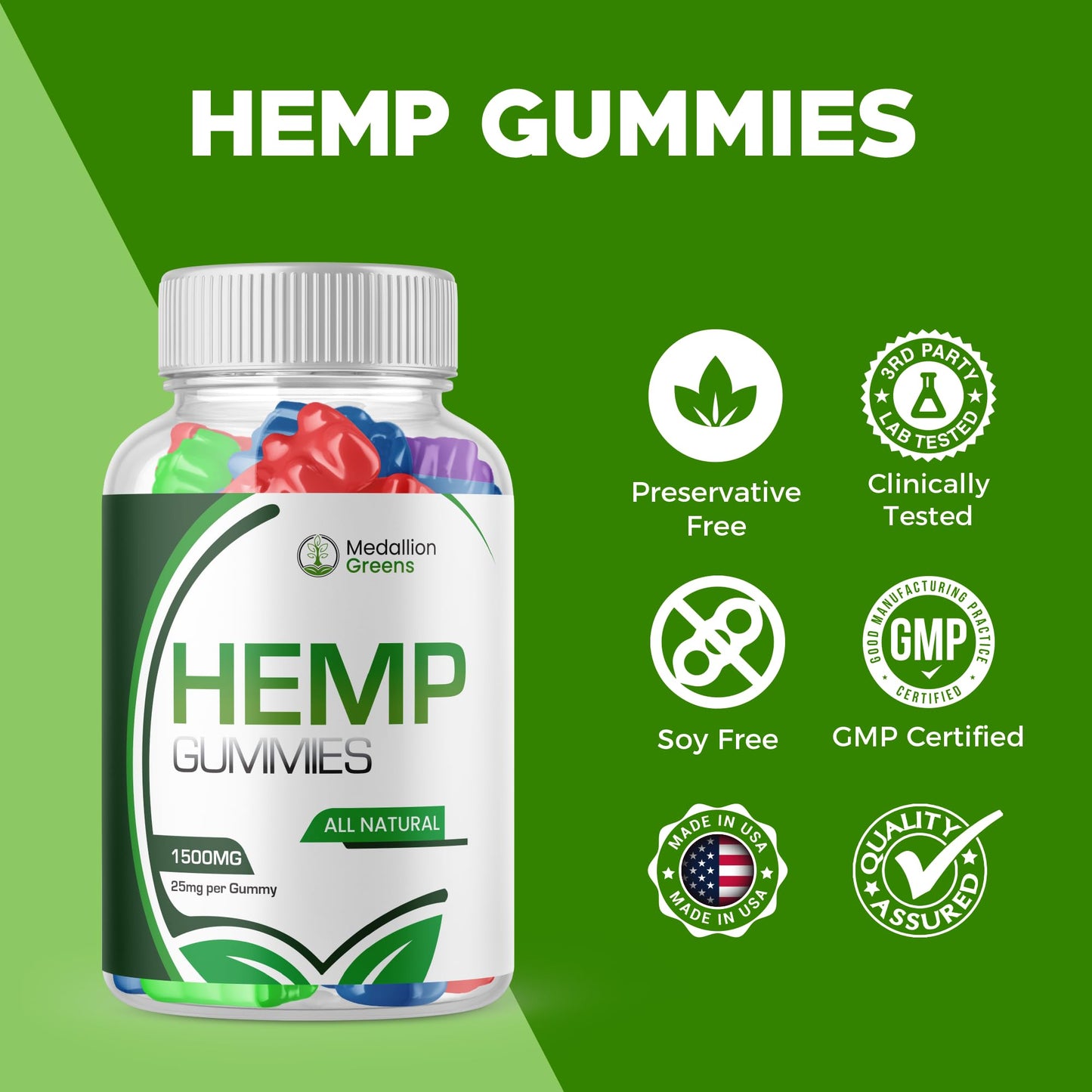 Purvia Medallion Greens Hemp Gummies, 180 Gummies