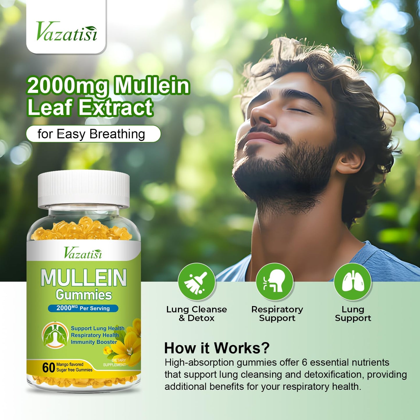 Vazatisi Mullein Gummies Gummy, 60 Count