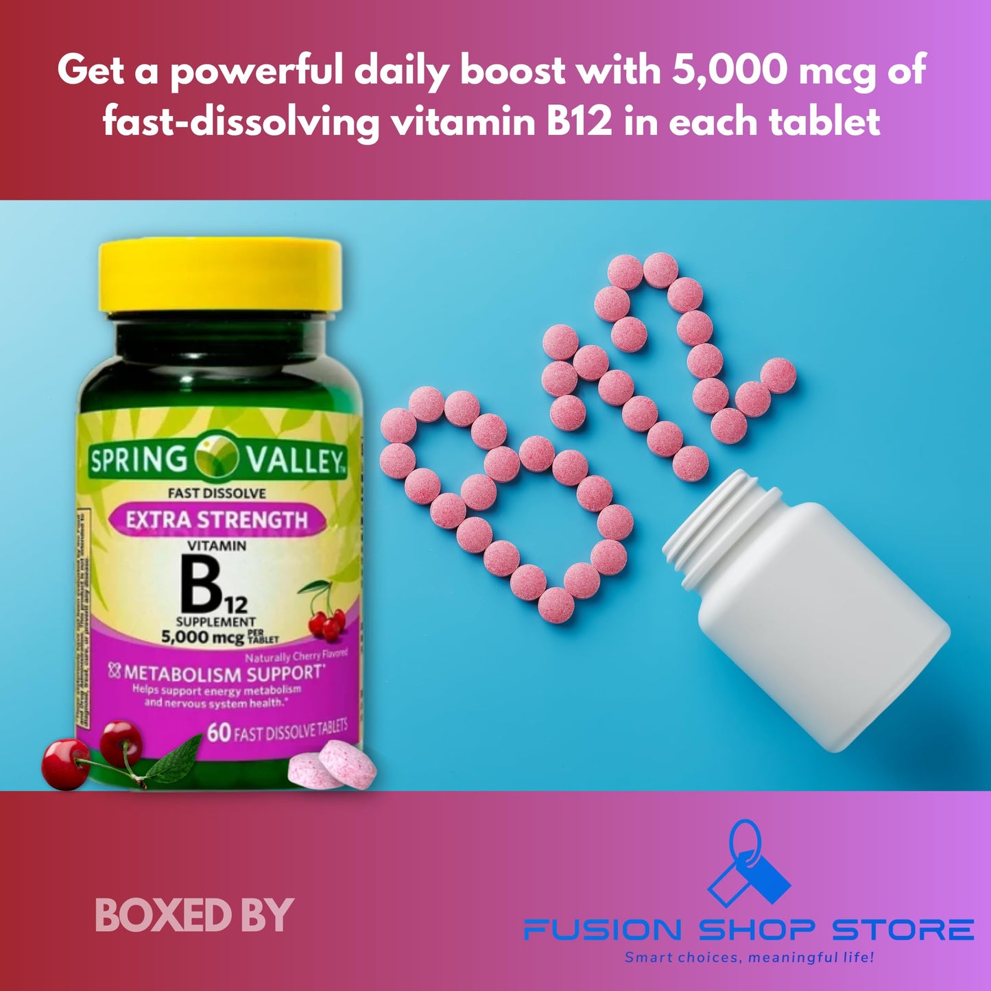 FUSION SHOP STORE B12 Fast Dissolve 5000mcg, 60 Tablets