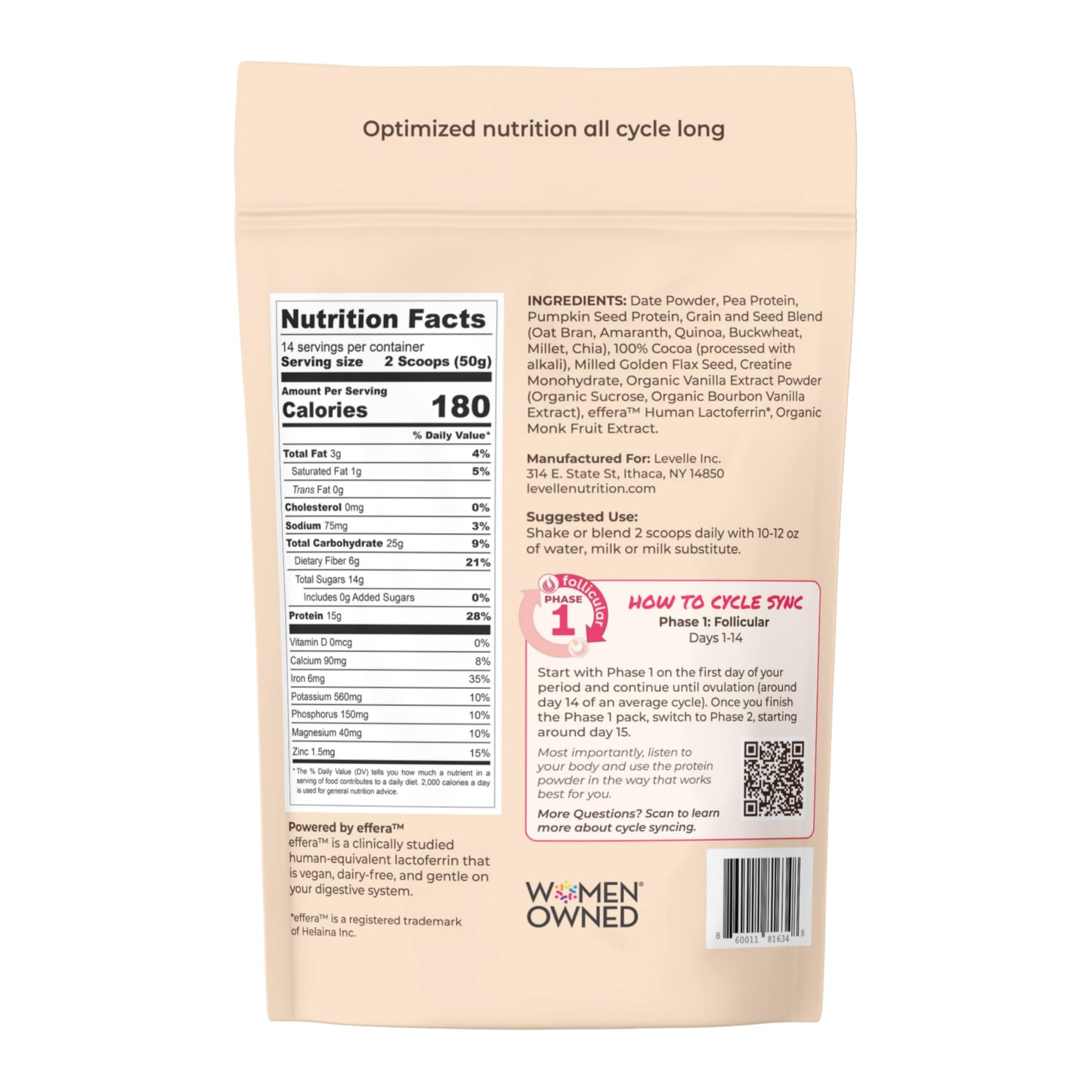 Levelle Nutrition Boom Chocolata Plant-Based Protein Powder, 1.54 lb