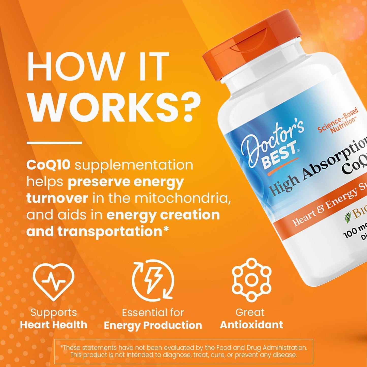 Doctor's Best High Absorption CoQ10 with BioPerine Softgels, 60 Softgels