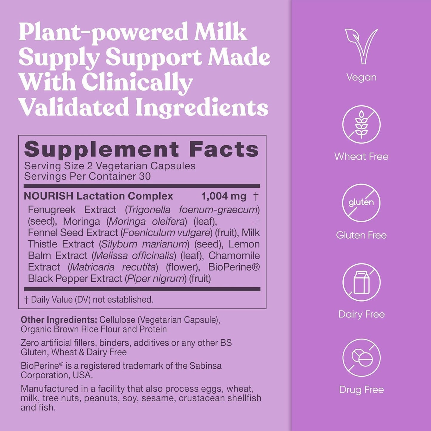 Eu Natural Lactation Supplement Milk Supply Support for Breastfeeding 60 Capsules