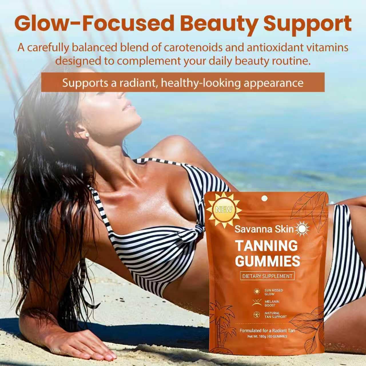 GENTERUN Skin Tanning Gummies for Women, Gummy, 1 Count