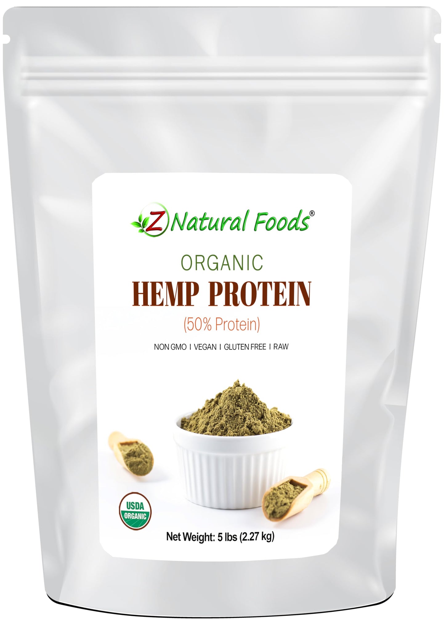 Z Natural Foods Organic Hemp Protein Powder - Unflavored, 5 lb, 80