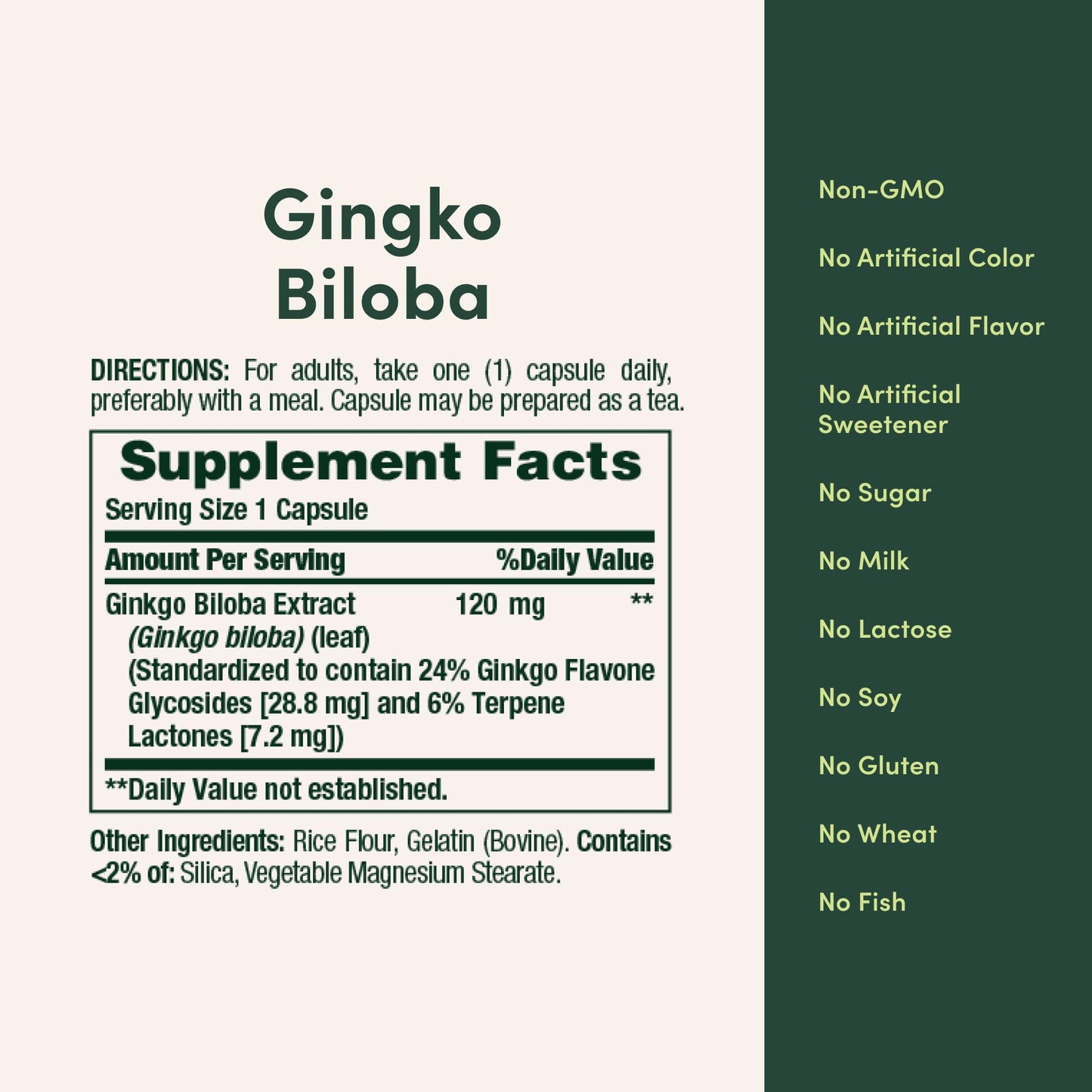 Nature's Bounty Ginkgo Biloba 120mg Capsules, 100 Count