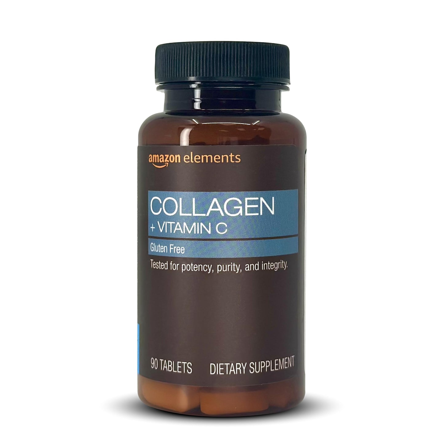 Amazon Elements Collagen Peptides + Vitamin C, 2500mg Collagen Peptides, Gluten Free, 90 Tablets