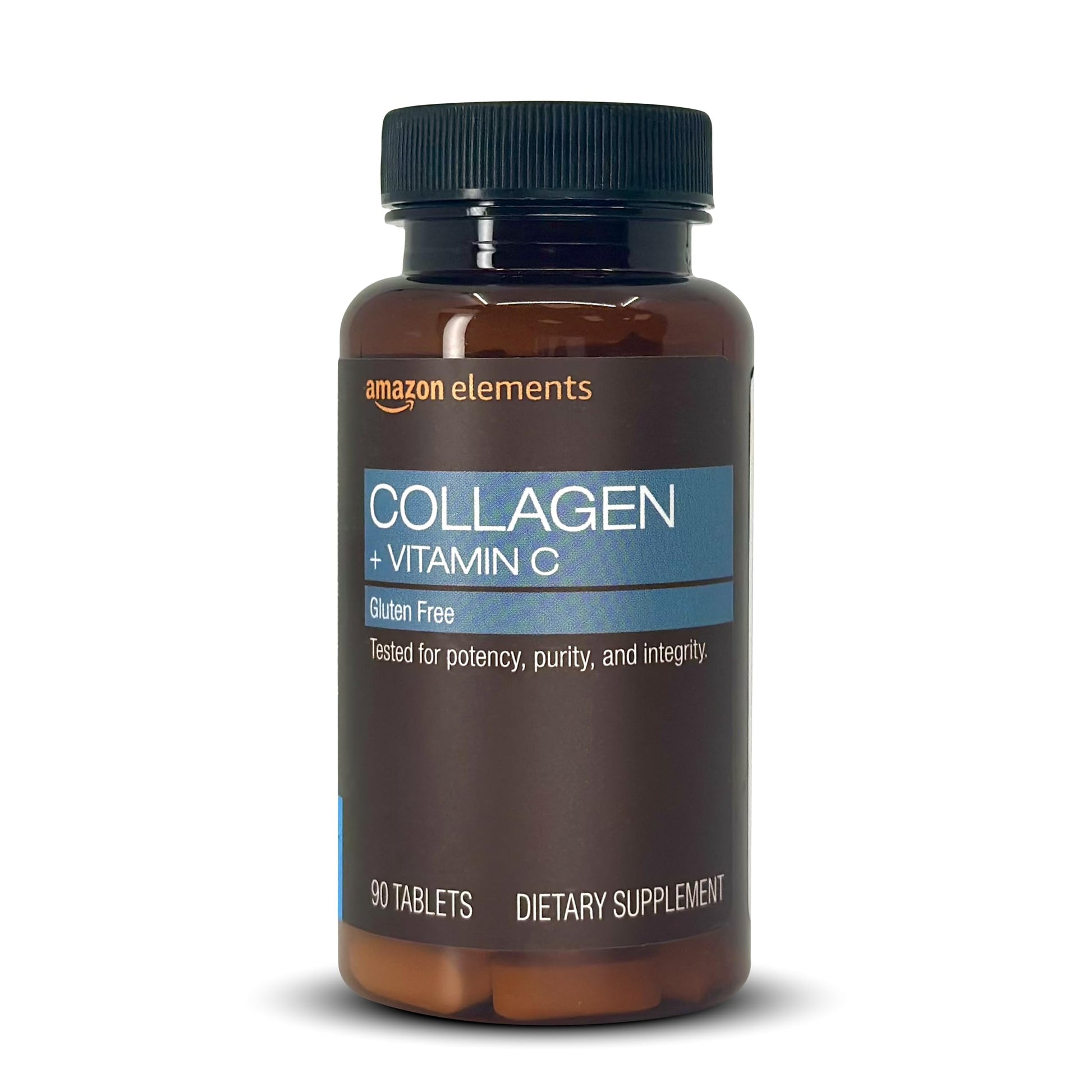 Amazon Elements Collagen Peptides + Vitamin C, 2500mg Collagen Peptides, Gluten Free, 90 Tablets