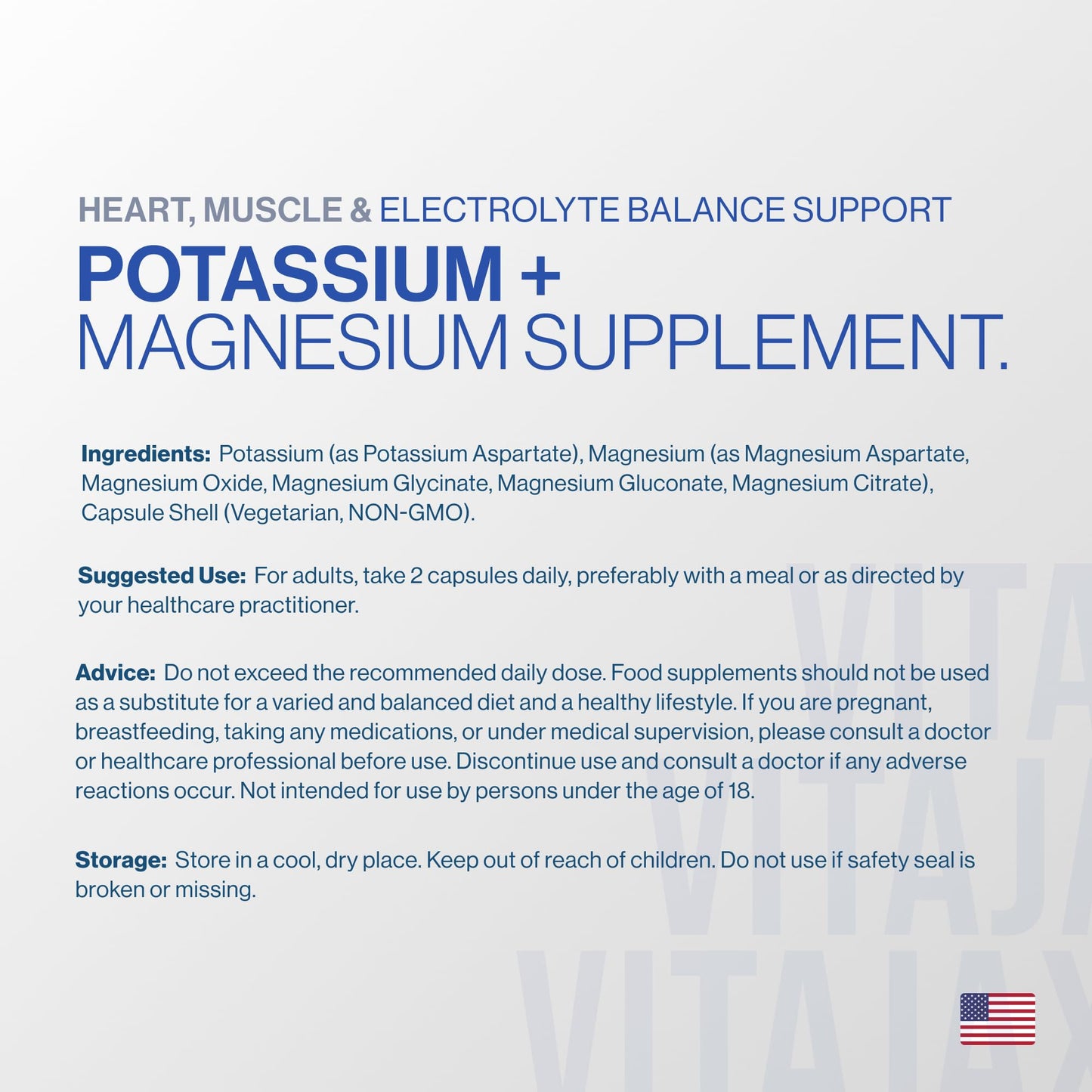 VITAJAX Potassium Magnesium Supplement 1000mg Capsules, 180 Count
