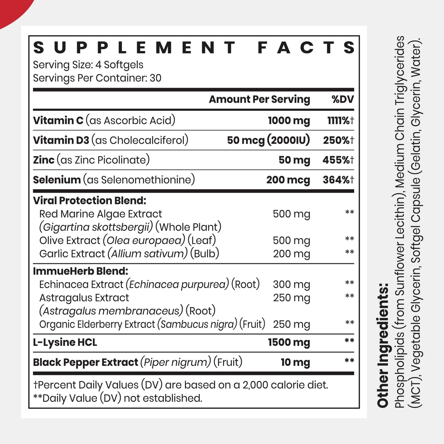 CyberCerix Liposomal Immune Support with L-Lysine 1500mg, Vitamins, Minerals & Herbal Extracts, Comprehensive Daily Wellness Blend, 240 Capsules