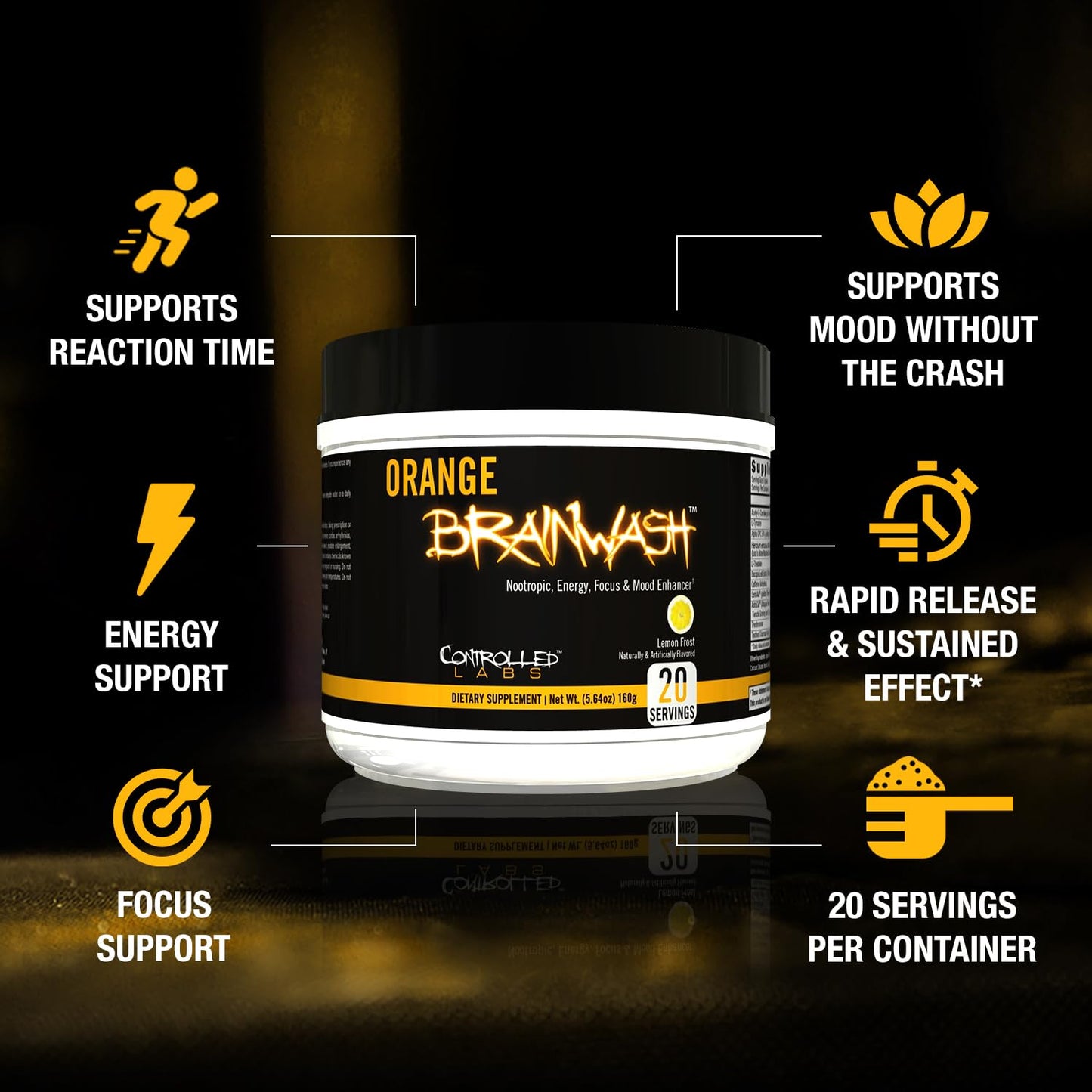 CONTROLLED LABS Orange Brainwash Powder, 5.6 Ounce
