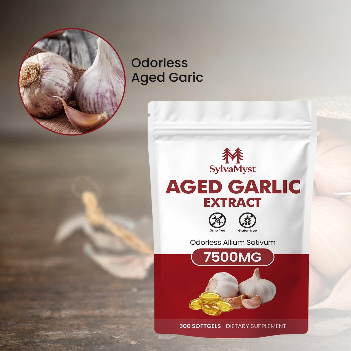 SylvaMyst Aged Garlic Extract Softgels 300 Count