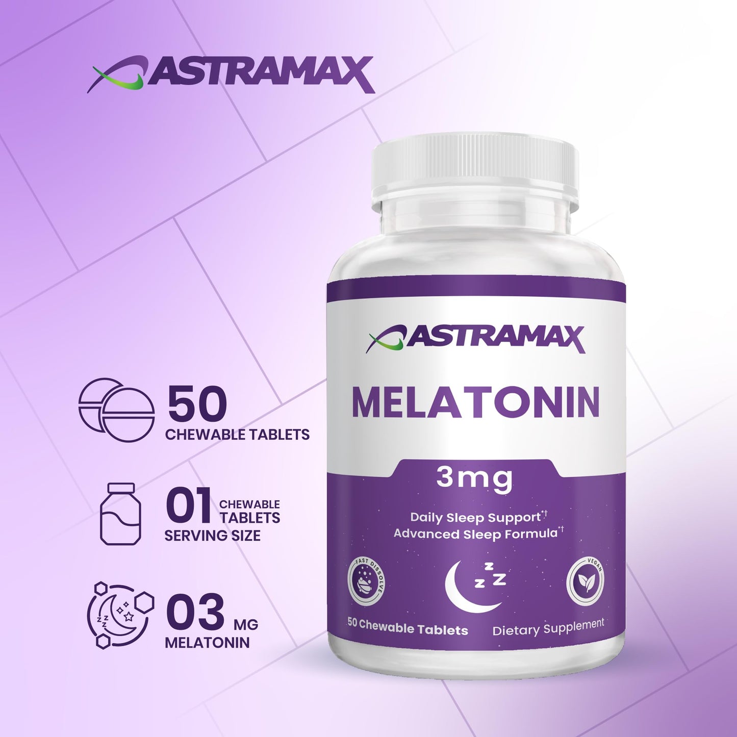 Astramax Melatonin 3mg Tablet, 50 Tablets