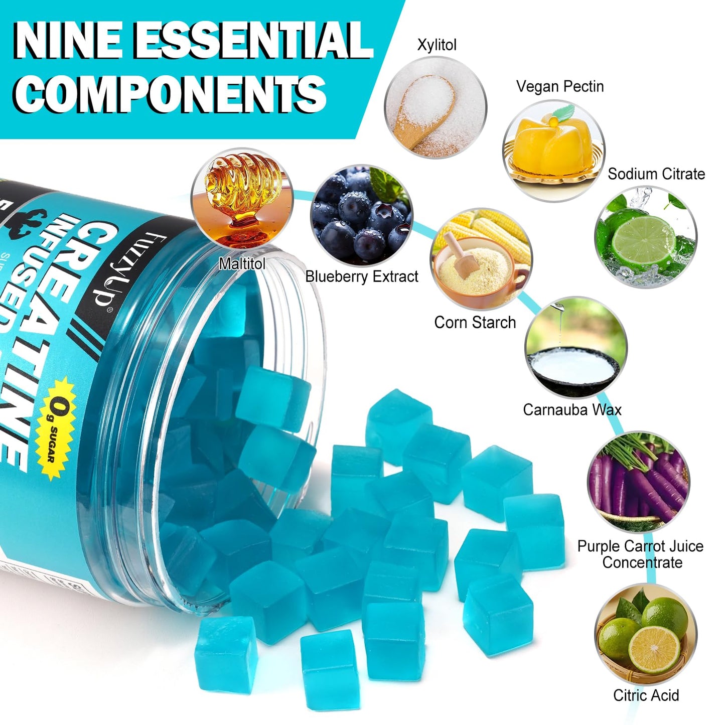 ZhuGuaCo Creatine Monohydrate Gummies 120 Gummies